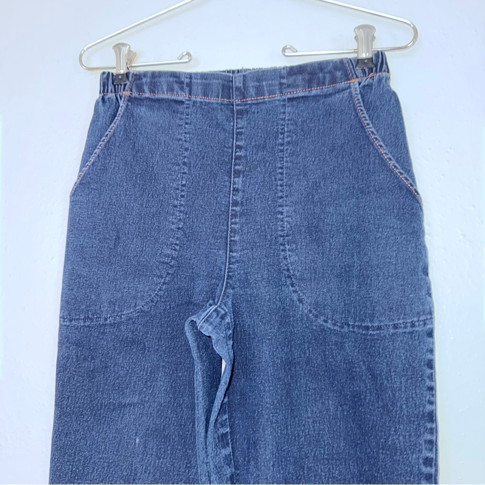 Croft & Barrow pull on stretch Average High Waist Petite 6 Blue Diagonal Pockets